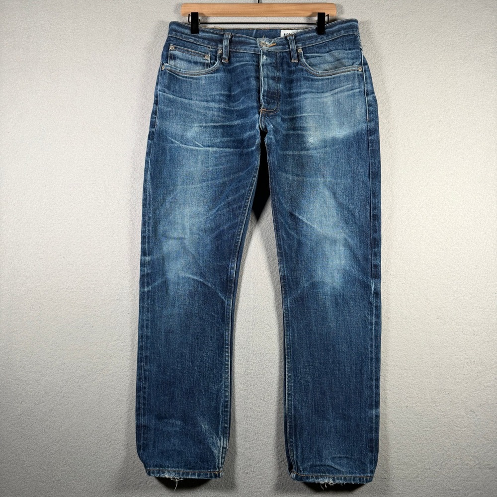 Gustin 27 Heavy American Cone Mills Selvedge Slim Fit Jeans Size 35 Indigo Blue